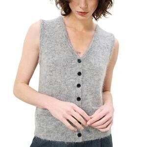 FRNCH Meliza Knit Buttoned Vest Mohair Wool Blend Academia Preppy Size L